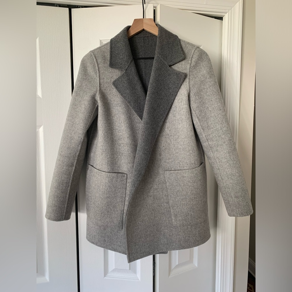 Theory grey wool coat - reversible!